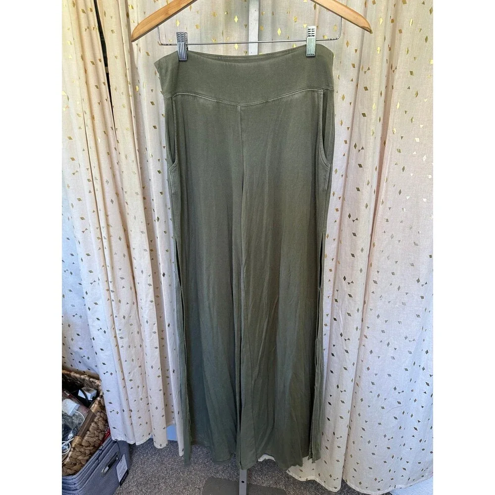 Aerie Wide Ban Segmented Stitched Open Side Slits Palazzo Lounge Sleep Pants XS